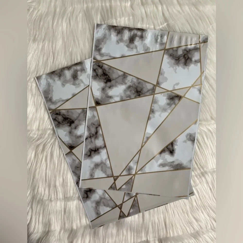 10 10x13 Marble Poly Mailers plus 10 4x6 Marble Thank You Cards